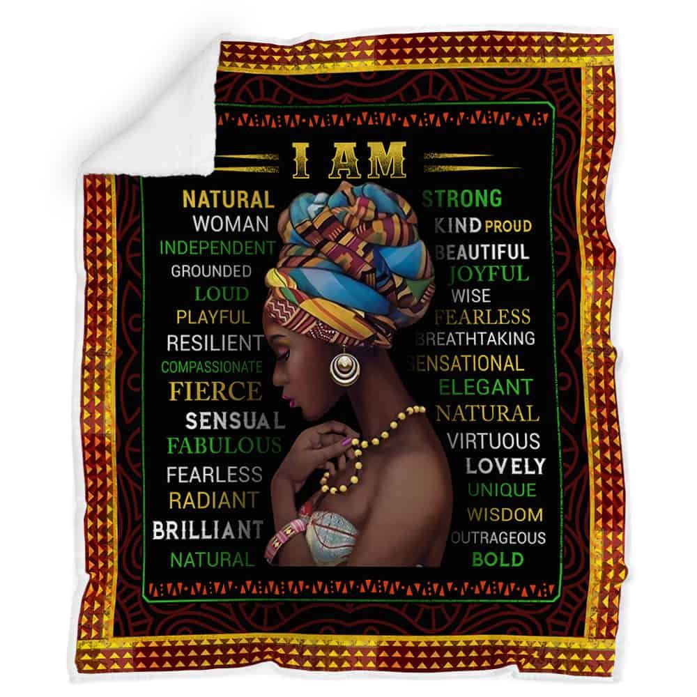 Black Girl I Am Natural Woman Fleece Blanket