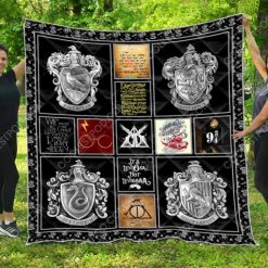 Black Harry Potter Logos Quilt Blanket