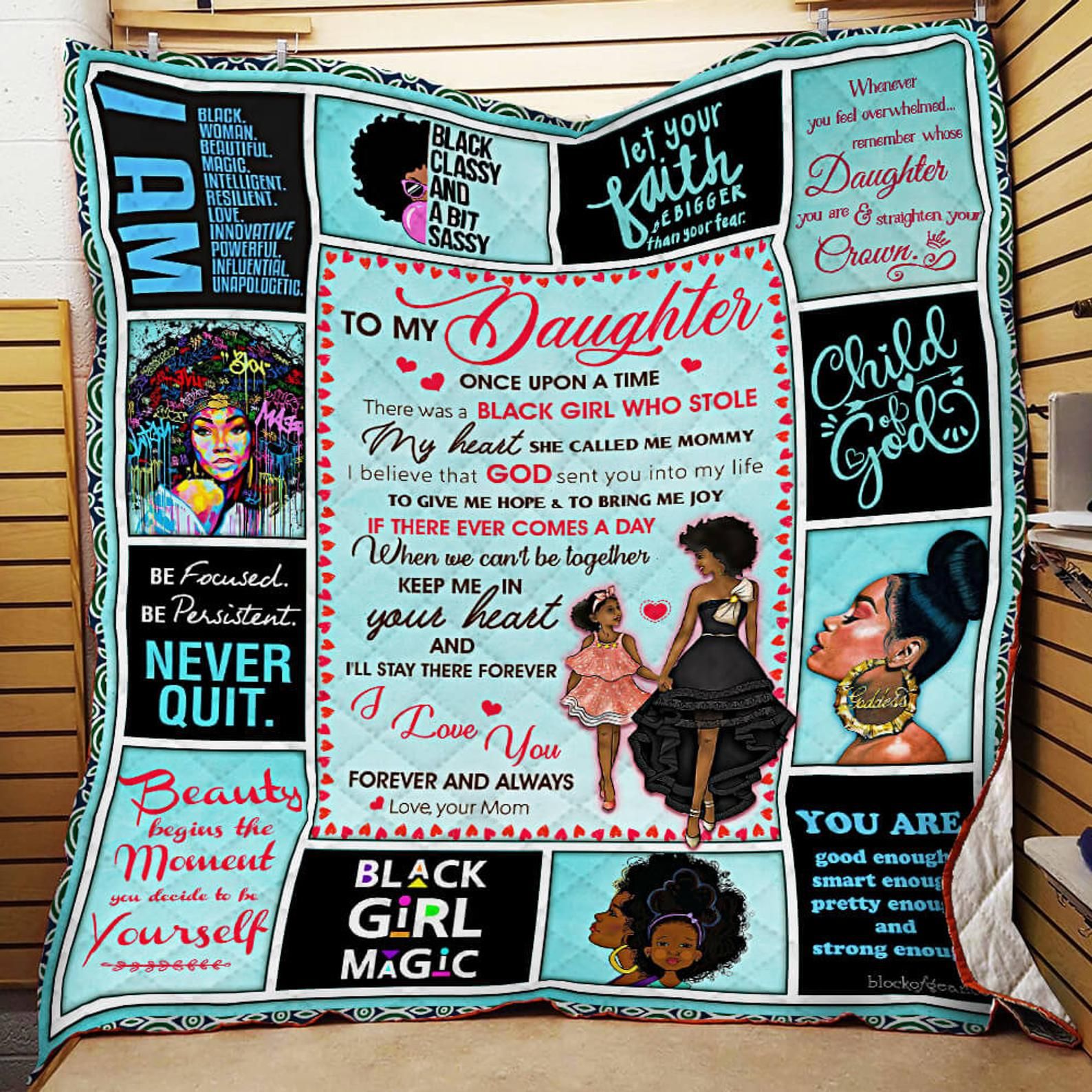 Black To My Daughter From Mom Once Upon A Time Personalized Quilt Blanket