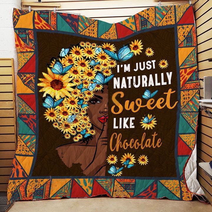 Black Woman With Sunflower Sweet Quilt Blanket
