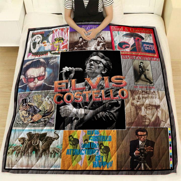 Blood & Chocolate Elvis Costel For Fans Quilt Blanket