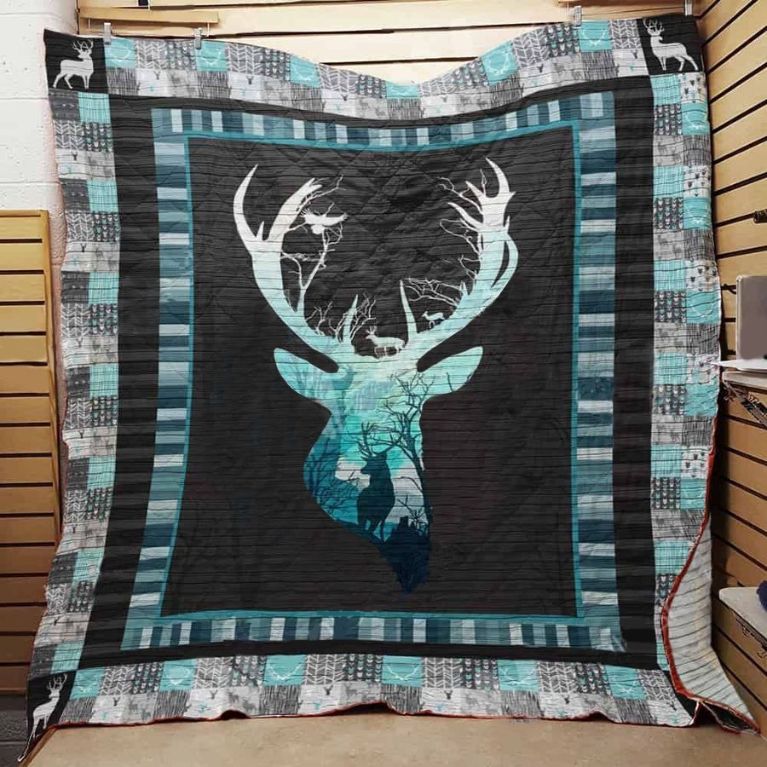 Blue Gradient Hunting Deer Hunting Lo Quilt Blanket