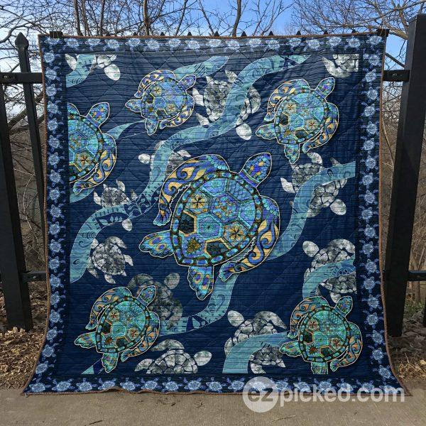 Blue Sea Turtle Blanket TM99