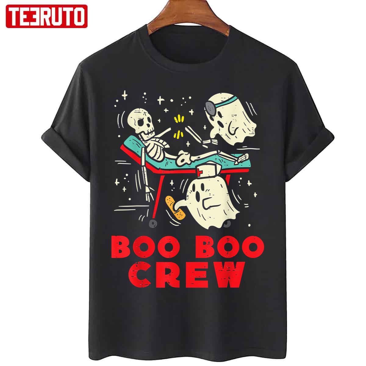 Boo Boo Crew Ghost Skeleton Nurse Halloween Unisex T-Shirt