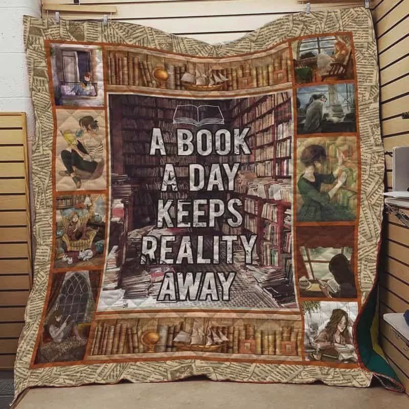 Book And Day Keep Reality Away Quilt Blanket