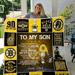 Boston Bruins To My Son From Dad Custom Quilt Blanket