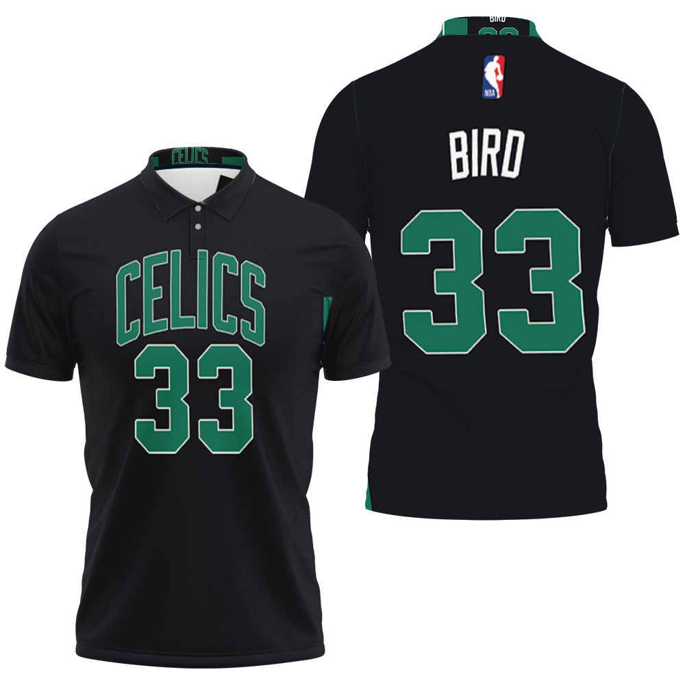 Boston Celtics Larry Bird #33 Nba Great Player Black Statement Edition 2019 3d Designed Allover Gift For Boston Fans Polo Shirt