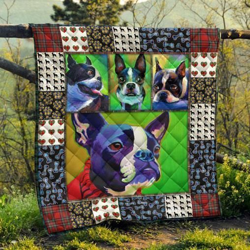 Boston Terrier Pets Dog Cute Quilt Blanket