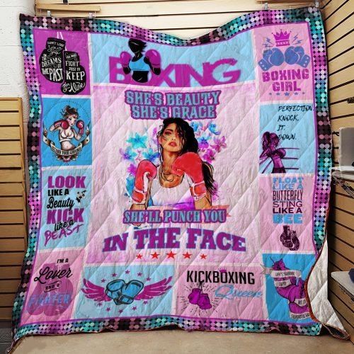 Boxing Girl She’ll Punch You In The Face Quilt Blanket