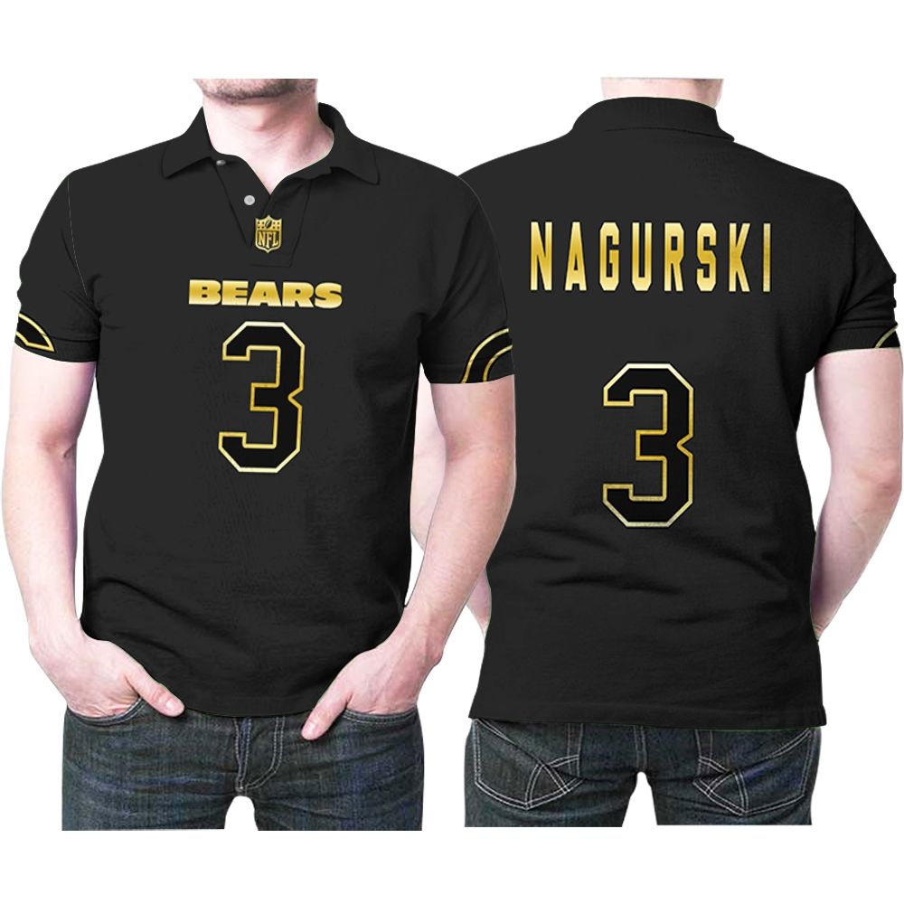 Bronko Nagurski #3 Chicago Bears Great Player Nfl Black Golden Edition Vapor Limited Jersey Style Custom Gift For Bears Fans Polo Shirt