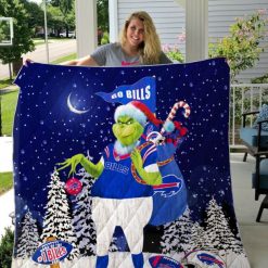 Buffalo Bills Grinch Santa Quilt Blanket