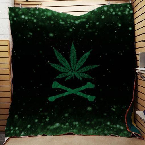 Cannabis Crossbones Quilt Blanket