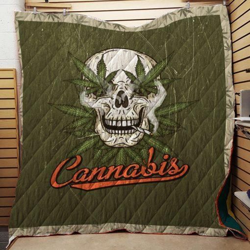 Cannabis Skull Quilt Blanket