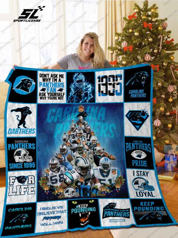 Carolina Panthers Christmas Tree Quilt Blanket - Teeruto