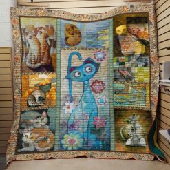 Cat Abstract Paiting Cat Lo Quilt Blanket