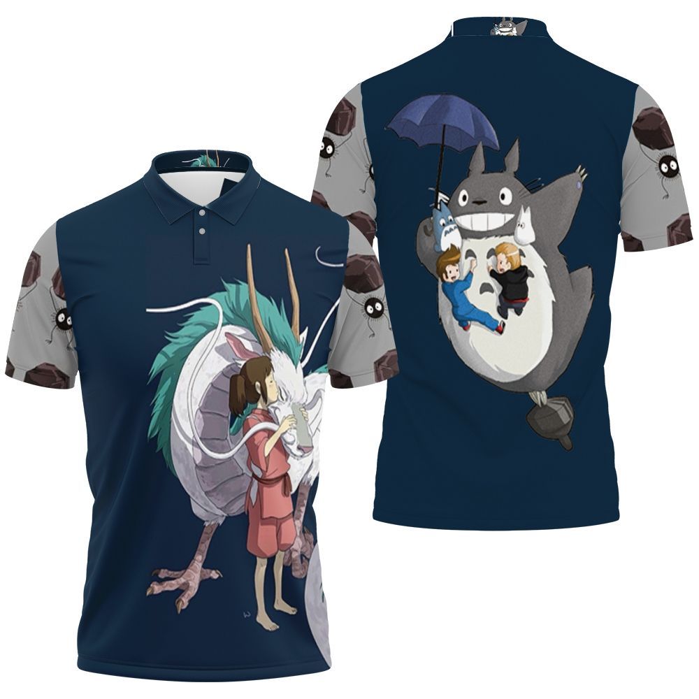 Chihiro Kiss Haku Cute Scene For Spirited Away Studio Ghibli Fan Polo Shirt All Over Print Shirt 3d T-shirt