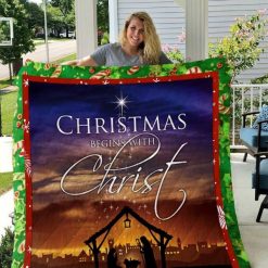 Christmas Begins With Christ Christmas Lo Quilt Blanket