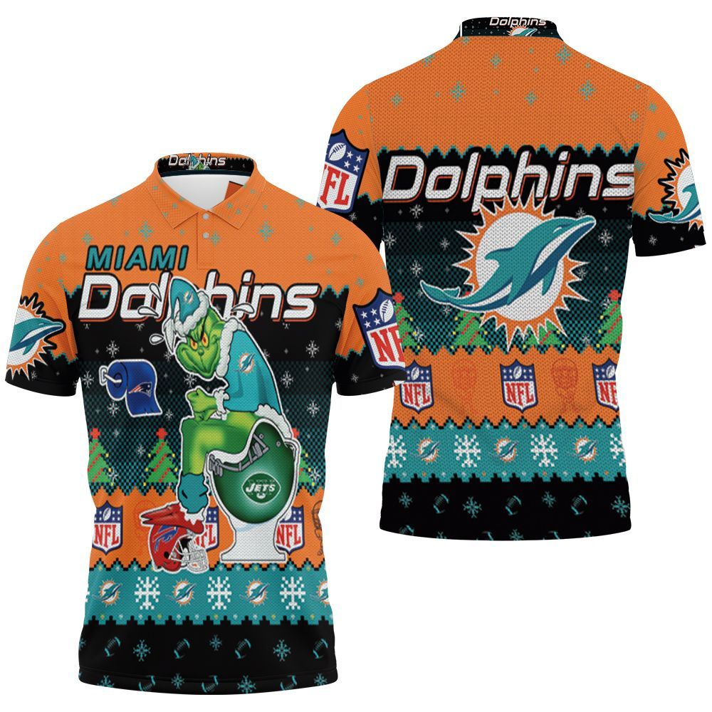 Christmas Dolphins Grinch In Toilet Christmas Knitting Pattern Sweatshirt 3d Jersey Polo Shirt All Over Print Shirt 3d T-shirt