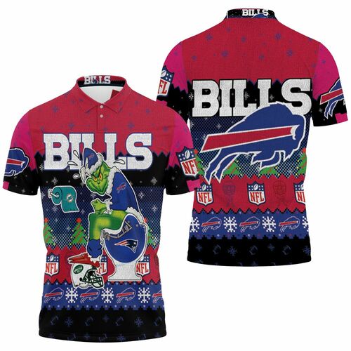 Christmas Grinch In Toilet Buffalo Bills Knitting Pattern 3d Jersey Polo Shirt Model A811 All Over Print Shirt 3d T-shirt