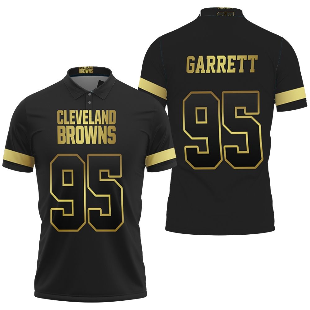 Cleveland Browns 95 Myles Garrett Black Golden Edition Vapor Untouchable Limited Jersey Inspired Style Polo Shirt All Over Print Shirt 3d T-shirt