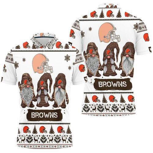 Cleveland Browns Christmas Gnomes Christmas Polo Shirt Model