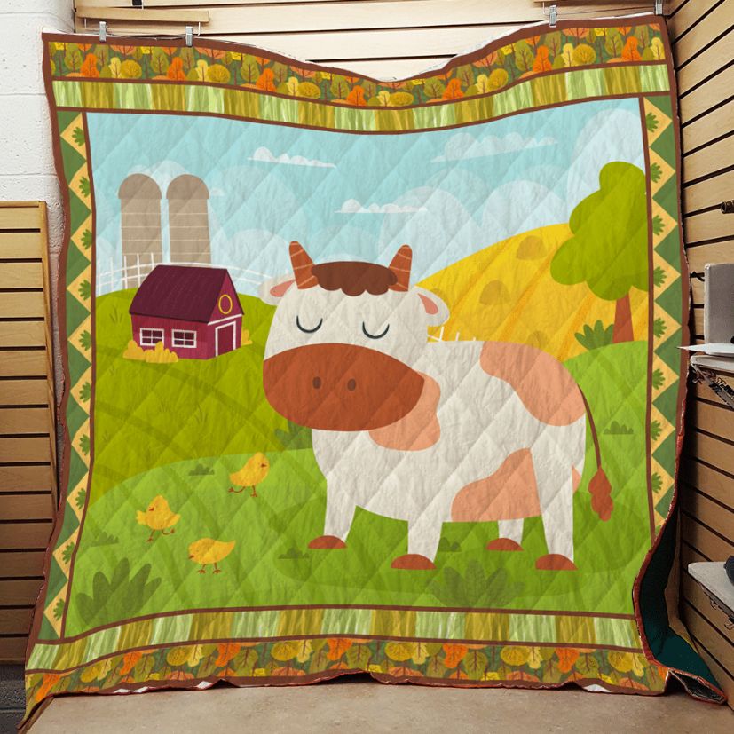 Cow On The Hill Quilt Blanket