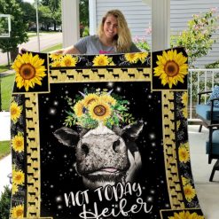 Cow Sunflower Not Today Heifer Quilt Blanket