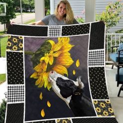 Cows And Sunflowers Pattern Sunflower Lo Quilt Blanket