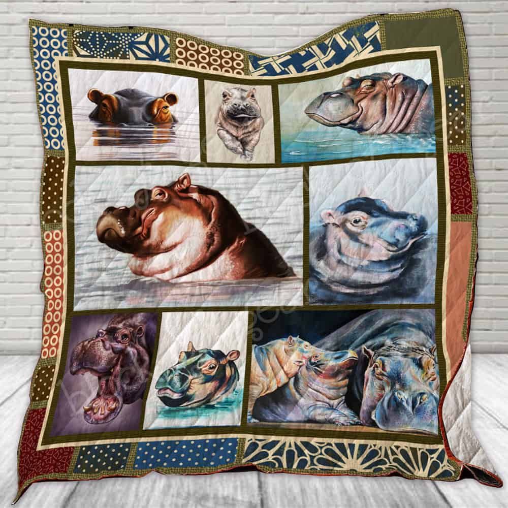Cute Hippo Hippo Lo Quilt Blanket Teeruto