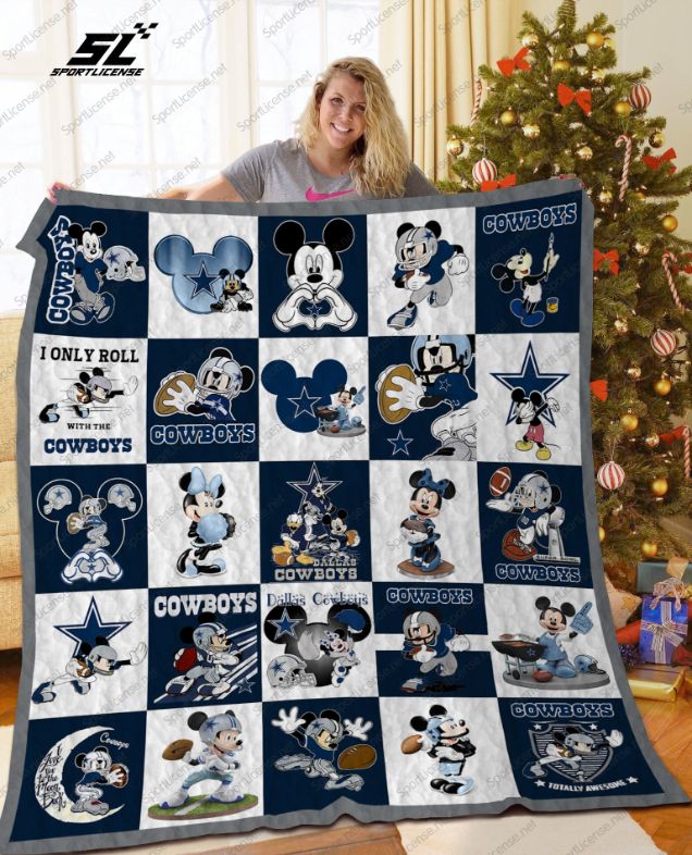 Dallas Cowboys Mickey Mouse Quilt Blanket - Teeruto