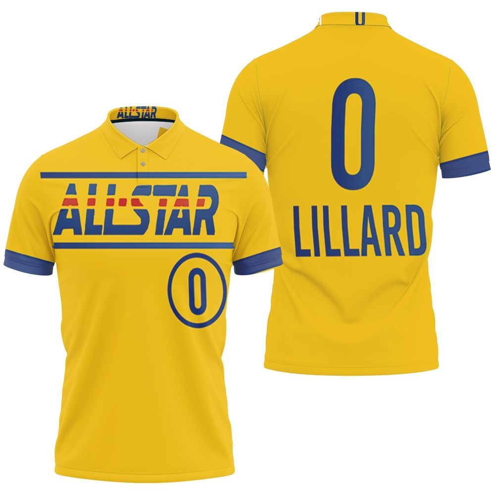 Damian Lillard Blazers 2021 All-star Western Conference Gold Jersey Inspired Style Polo Shirt All Over Print Shirt 3d T-shirt