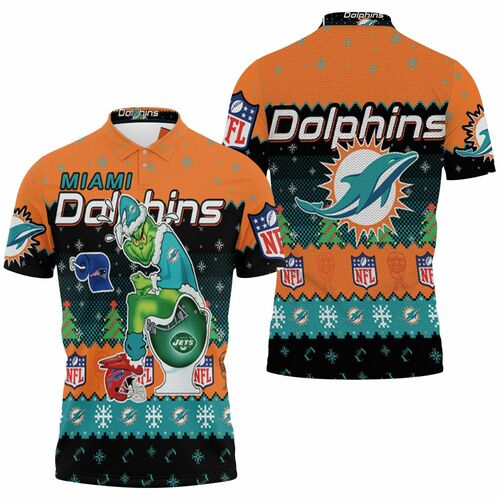 Dolphins Christmas Grinch In Toilet Christmas Knitting Pattern Sweatshirt 3d Jersey Polo Shirt A31385 All Over Print Shirt 3d T-shirt