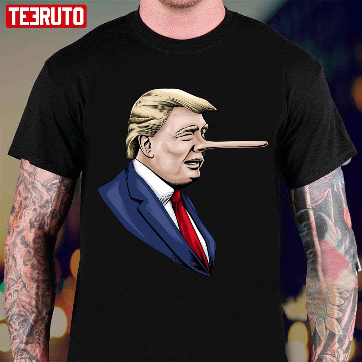 Donald Trump Is A Liar Pinocchio Nose Unisex T-shirt - Teeruto