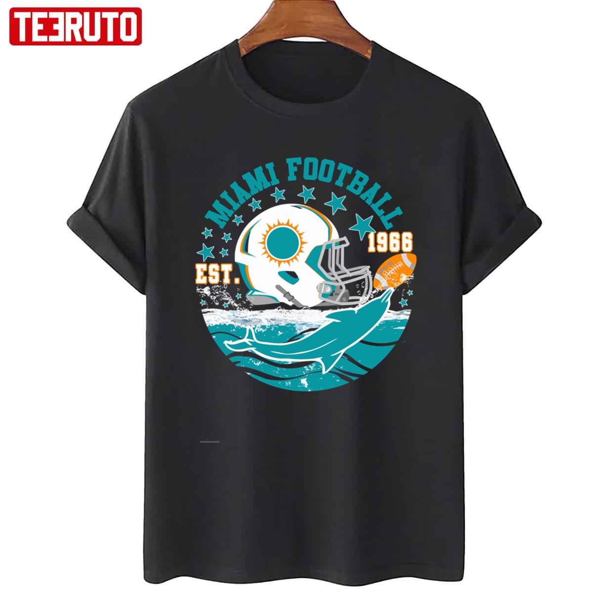 Est 1966 Miami Football Helmet Novelty Dolphin Sports Unisex Sweatshirt