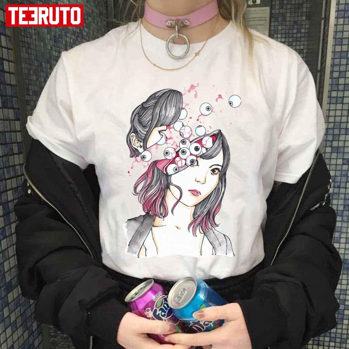 Eyeballs Anime Scarry Horror Halloween Manga Unisex T-Shirt - Teeruto