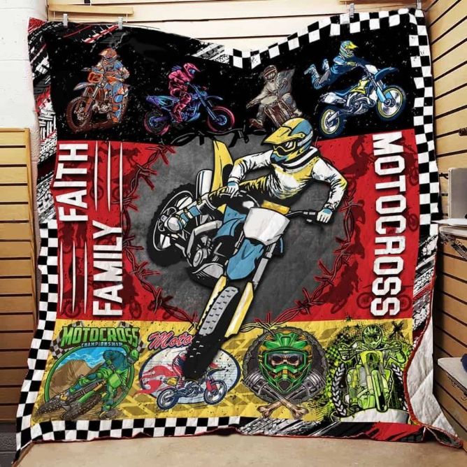 Faith Family Motocross Quilt Blanket Teeruto