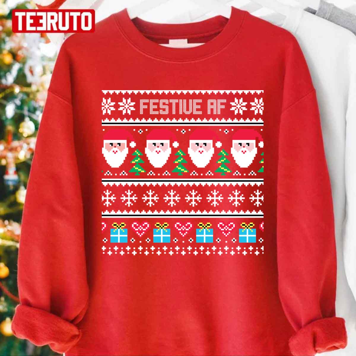 Festive Af Cute Ugly Christmas Unisex Sweatshirt