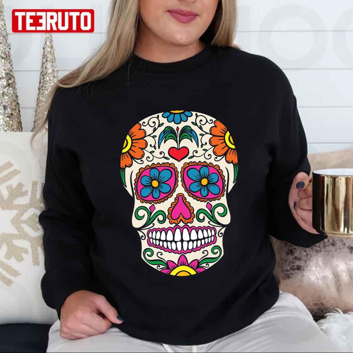 Flowery Skull With Mexican Unisex T-Shirt