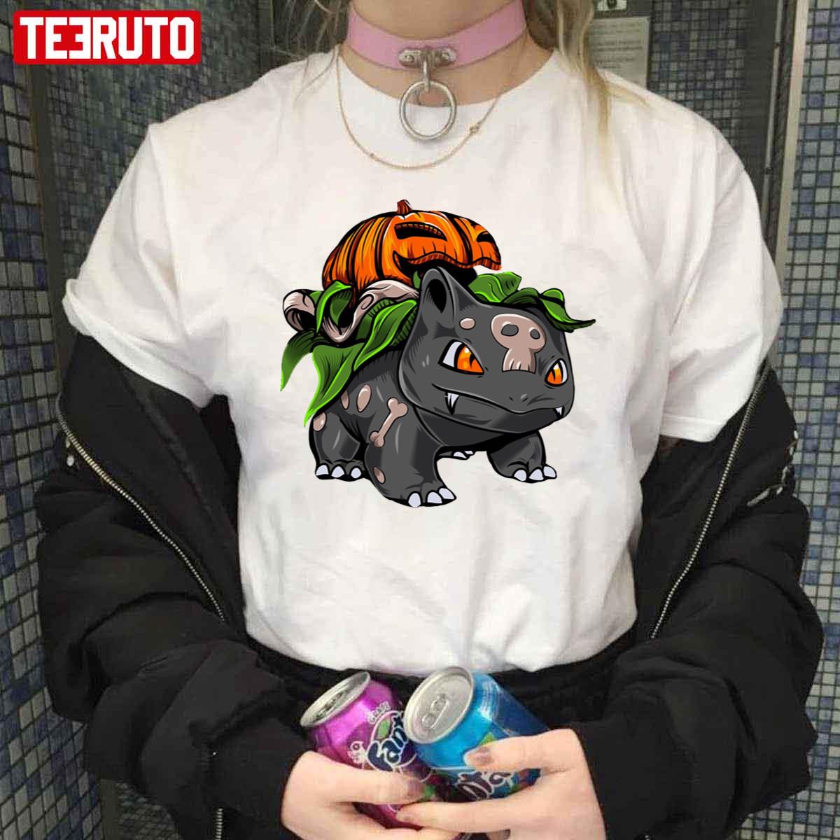 Fushigidane Bulbasaur Halloween Pumpkin Pokemon Unisex T-Shirt