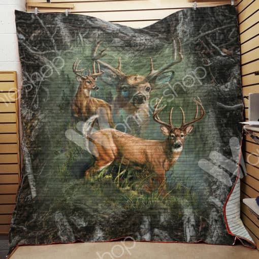 Grass Hunting Deer Hunting Lo Quilt Blanket Teeruto