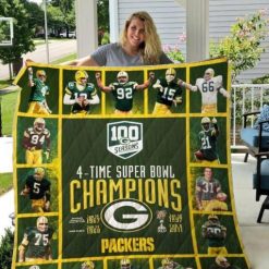 Green Bay Packers 4-time Super Bowl Champions Quilt