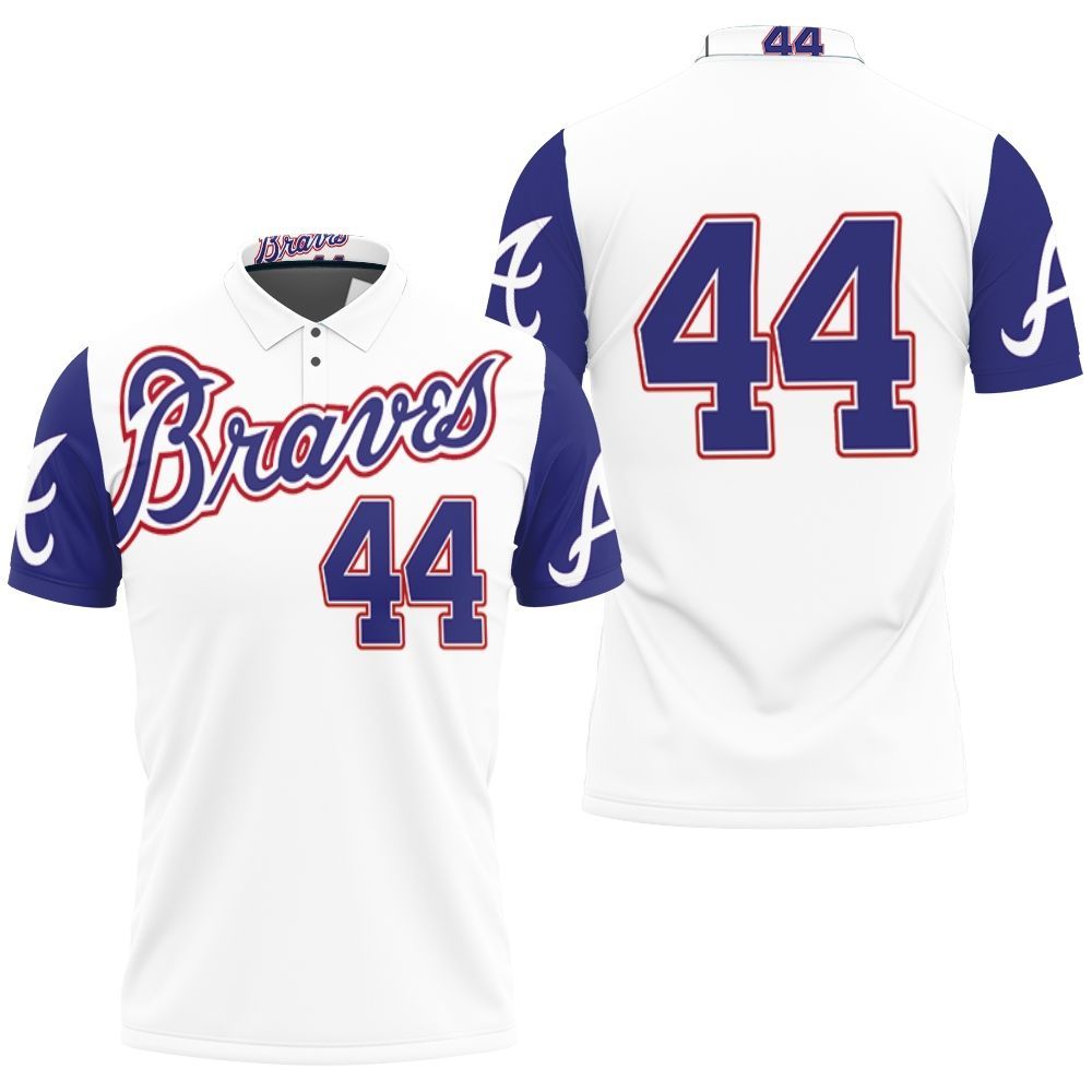Atlanta Braves Hank Aaron 44 Mlb Baseball Team Logo For Braves Fans Polo  Shirts - Peto Rugs