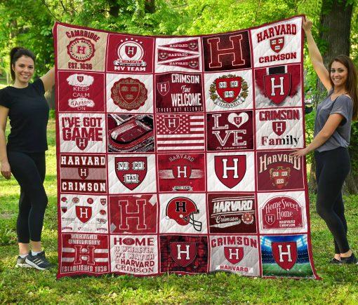 Harvard Crimson Logos Quilt Blanket - Teeruto