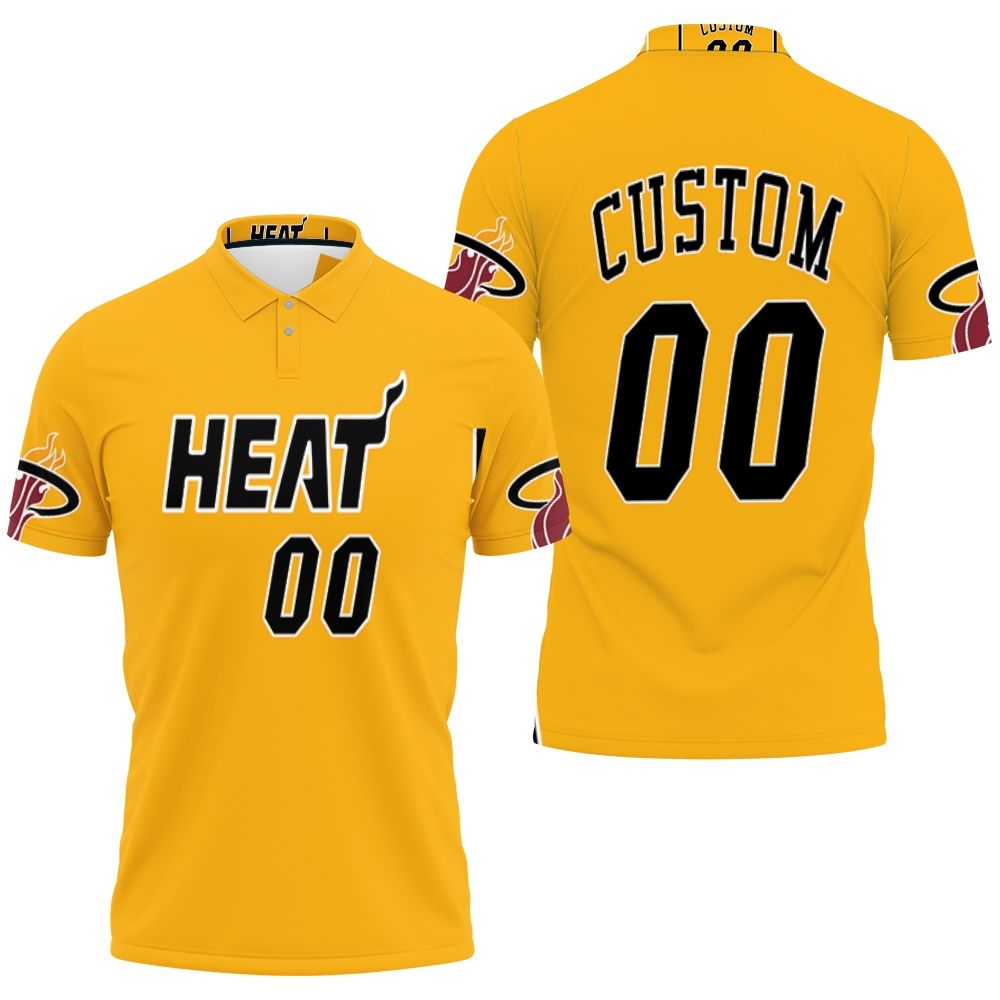 Heat 2020-21 Earned Edition Yellow Personalized Jersey Inspired Polo Shirt All Over Print Shirt 3d T-shirt