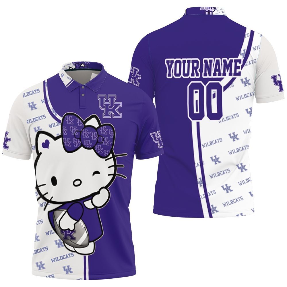 Hello Kitty Hug Kentucky Wildcats Logo 3d Personalized Polo Shirt All Over Print Shirt 3d T-shirt