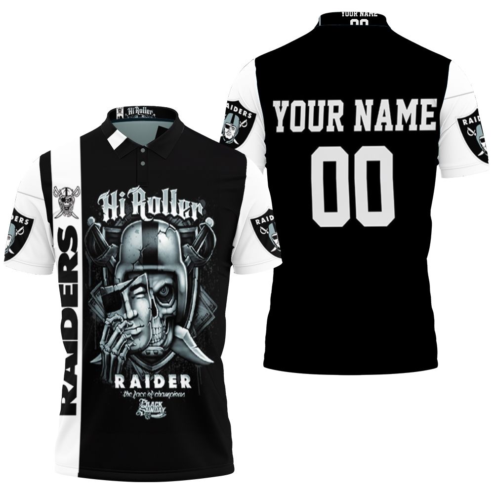 Hi Roller Skull Oakland Raiders Personalized Polo Shirt All Over Print Shirt 3d T-shirt