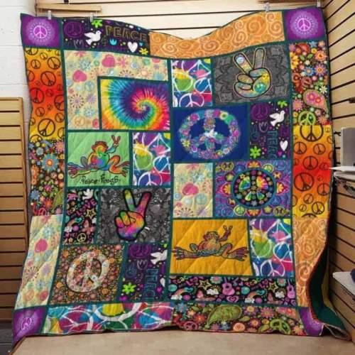 Hippie Frog Peace Quilt