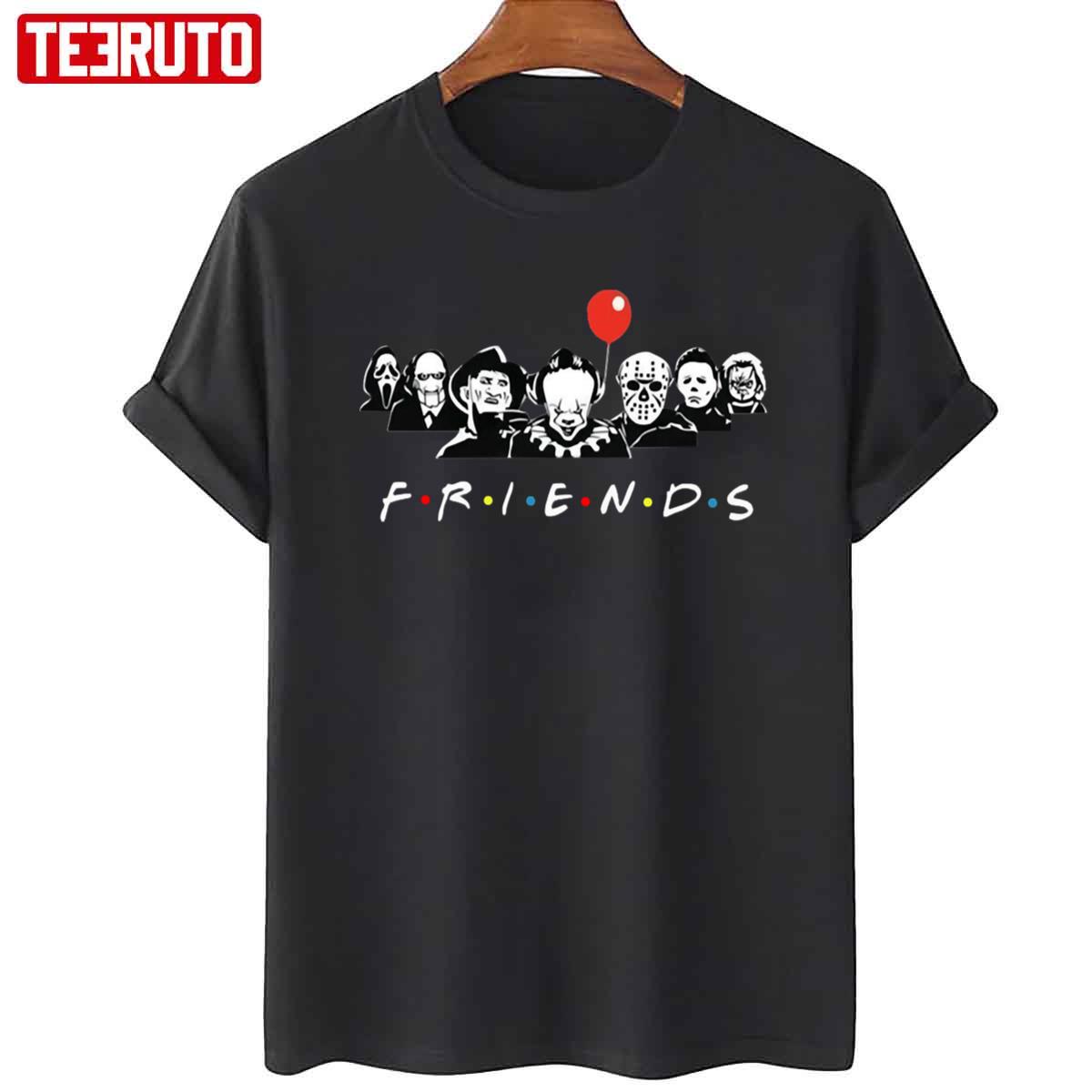 Horror Movie Characters Halloween Scary Friends Vintage Unisex T-Shirt