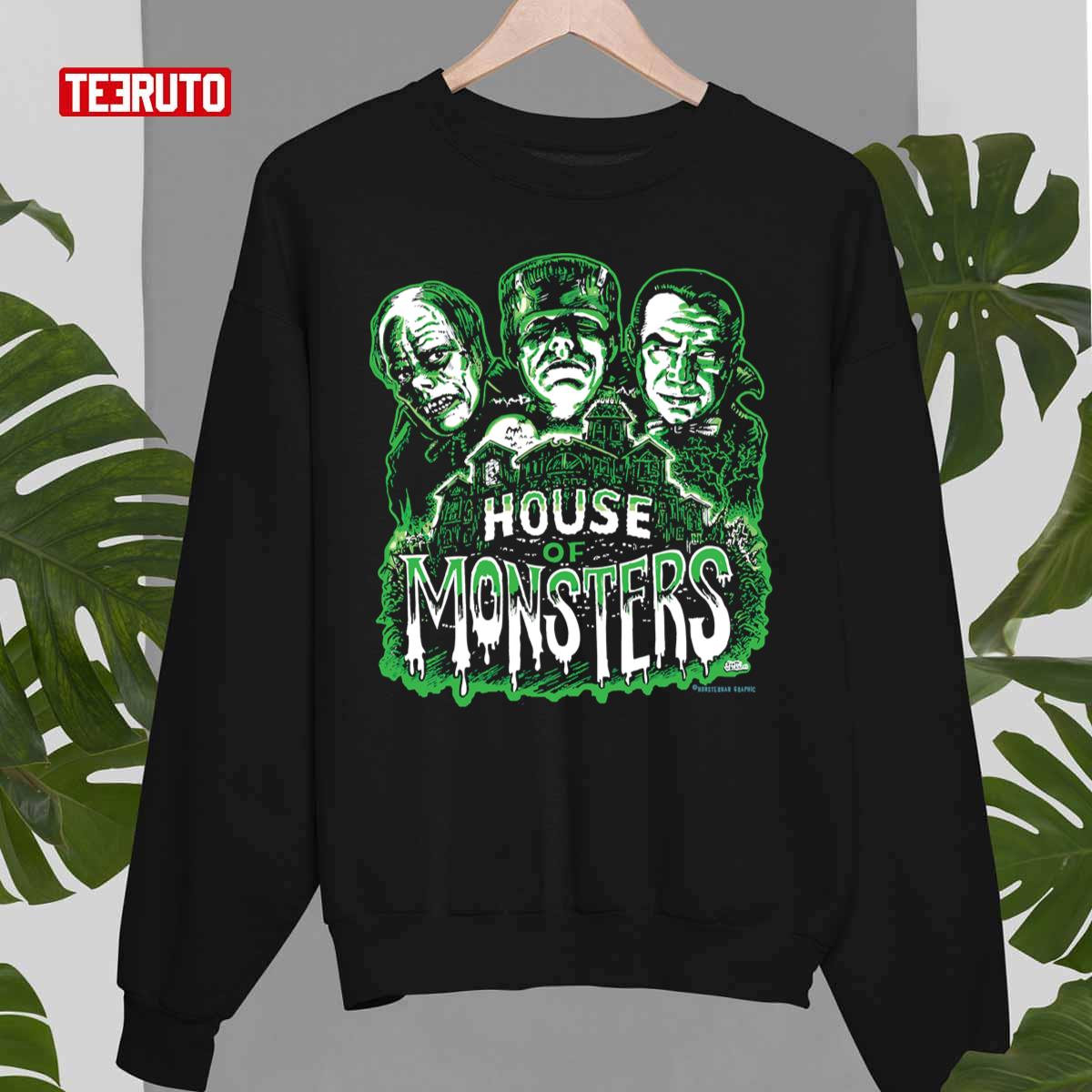 House of Monsters Spooky Halloween Green Art Unisex Sweatshirt