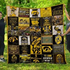 Iowa Hawkeyes Logos Quilt Blanket